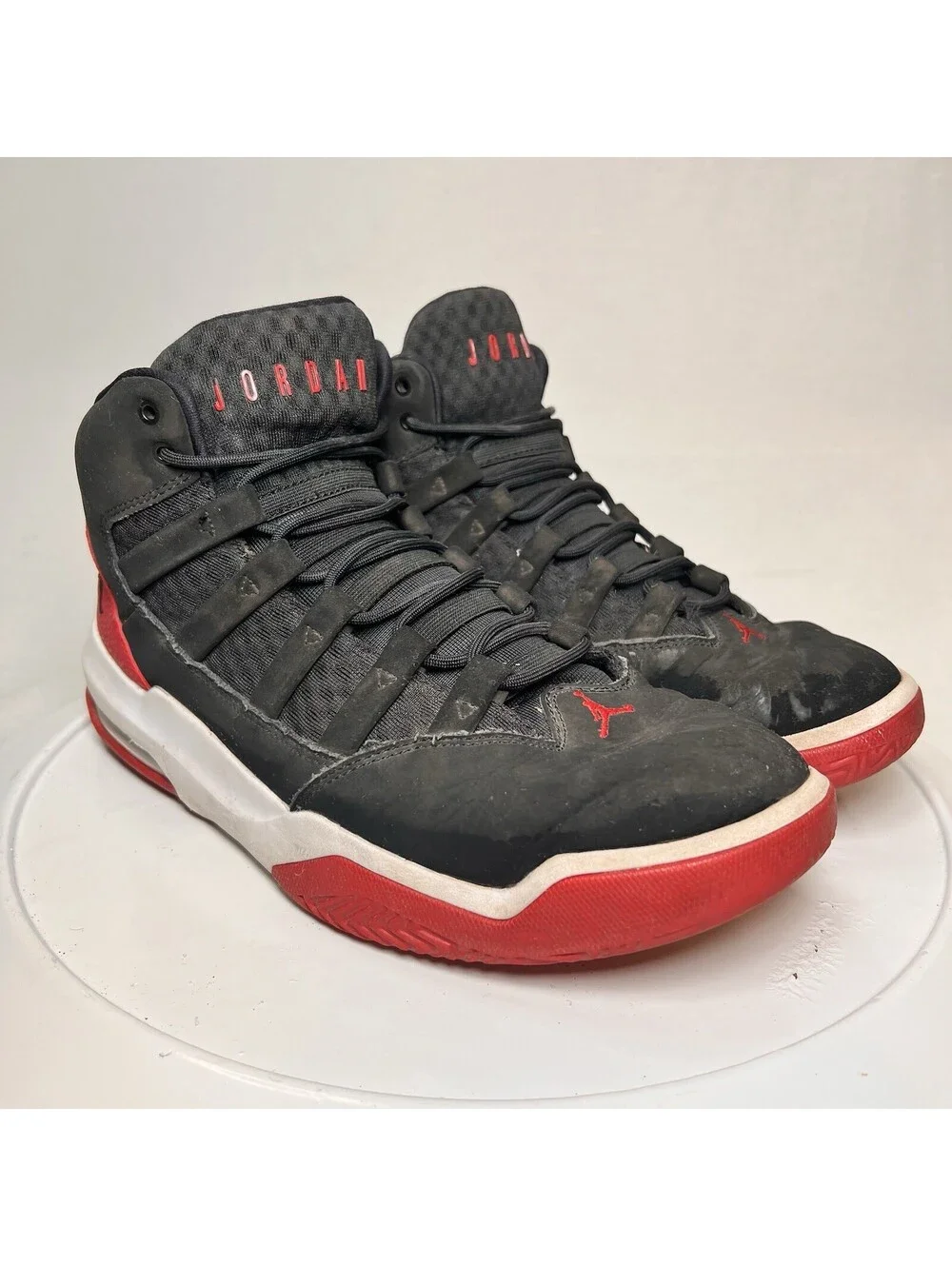 Jordan Max Aura Black Suede Basketball Shoes Mens Size 10 Nike Air Red White